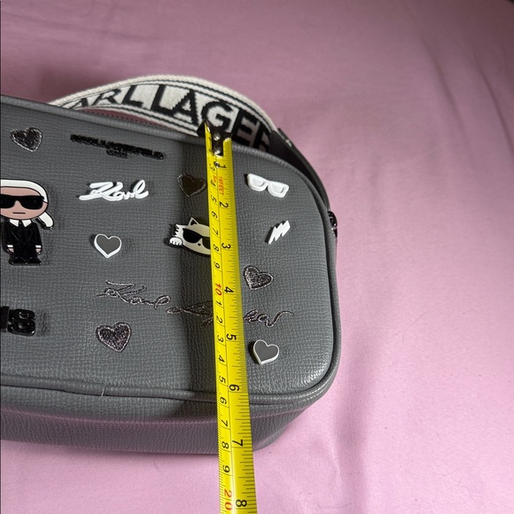 Karl Lagerfeld Gray Maybelle Crossbody with Branded Webbing Strap and Charms - Picture 6 of 6